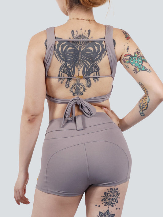 𝐌𝐀𝐘𝐖𝐔𝐔魅烏「ENERGY BOOST」high-waisted Smoky Amethyst Shorts